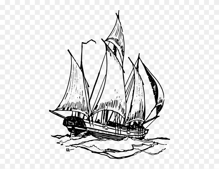 Sailing Ship,sail Boat,ships - Black And White Ship Png Clipart