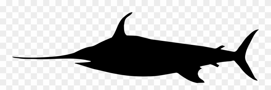 Silhouette Swordfish Black And White Whiskers Cartoon - Pez Espada Png Silueta Clipart