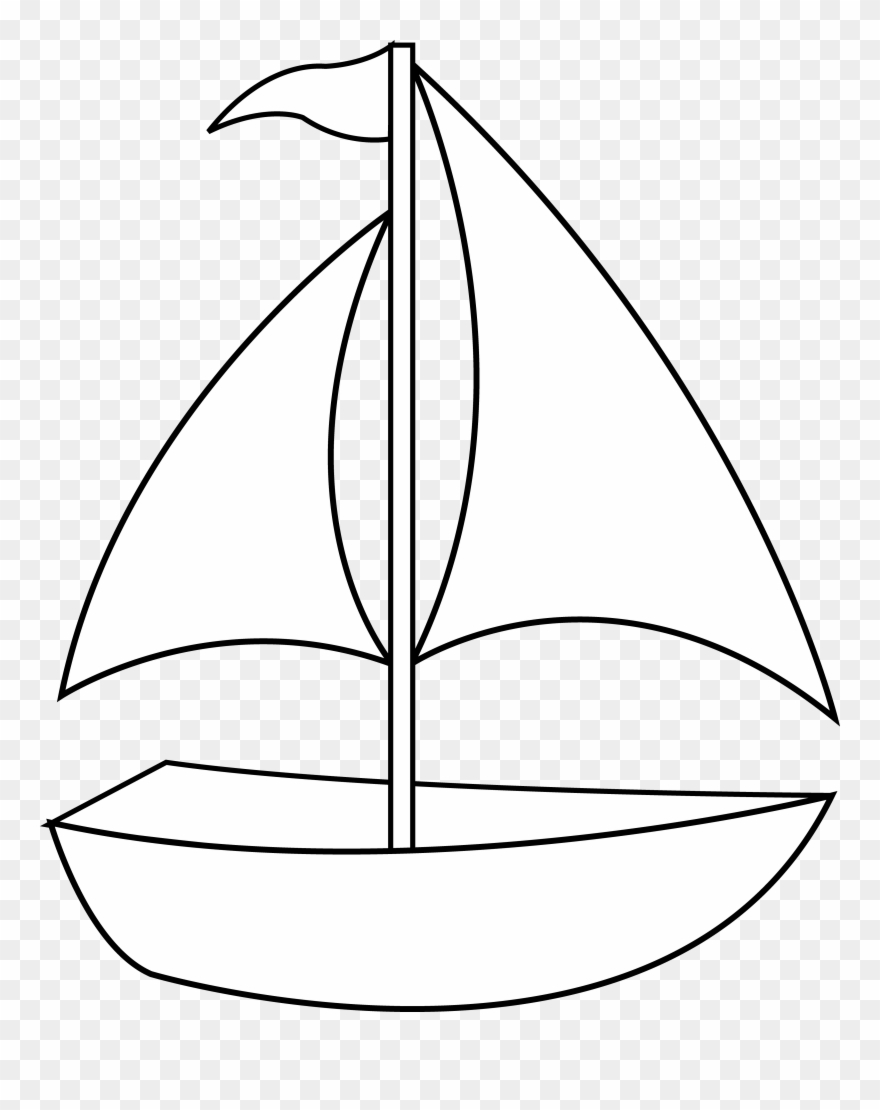 Colorable Sailboat Line Art Free Clip Painting - Fishing Boat Black And White Clipart - Png Download