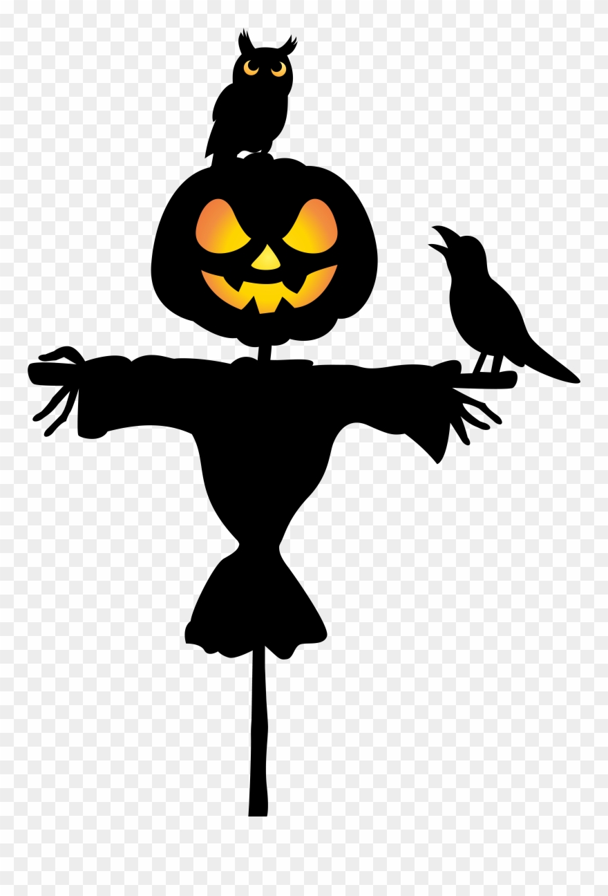 October Clipart Scarecrow - Silhouette Scarecrow Clipart - Png Download