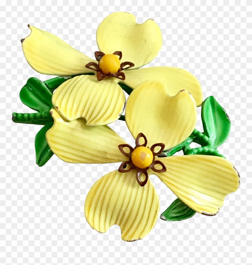 Retro Enamel Flower Brooch In Bright Yellow, Circa - Artificial Flower Clipart