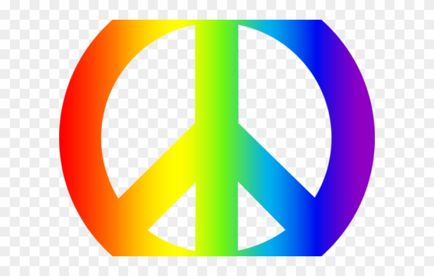Peace Sign Clipart Blue - 6 Rainbow Heart Button Show The World We Need Peace - Png Download