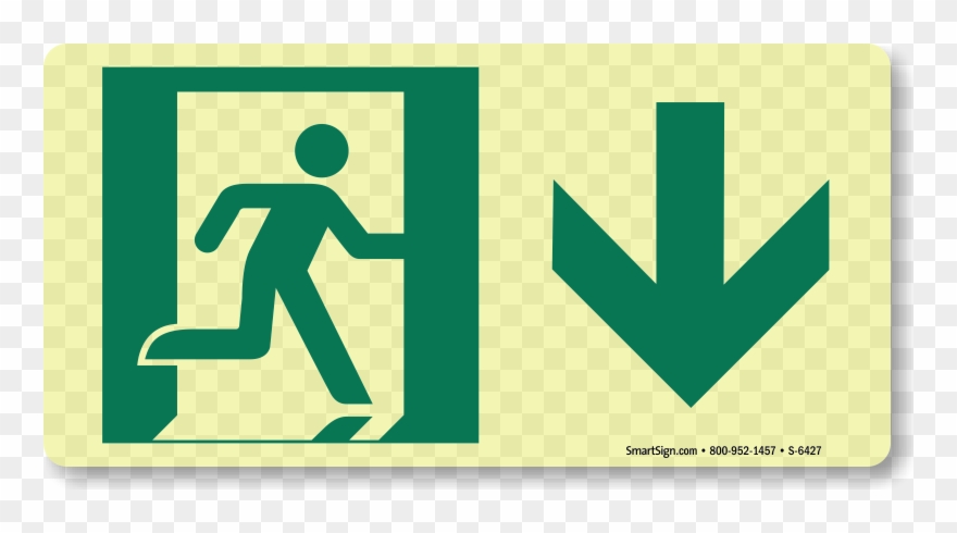 Glowsmart™ Directional Exit Sign, Down Arrow - No Parking Fire Exit Signs Clipart