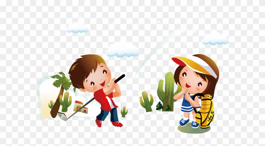 Golf Course Clipart Kid Golf - Happy Children Day Gif - Png Download