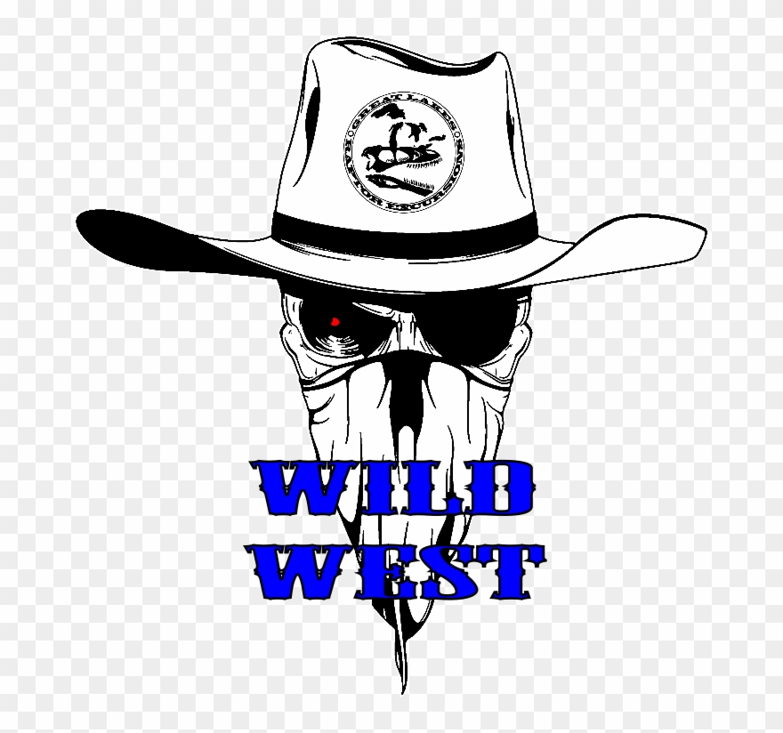 Wild West - Skull With Bandana And Cowboy Hat Clipart