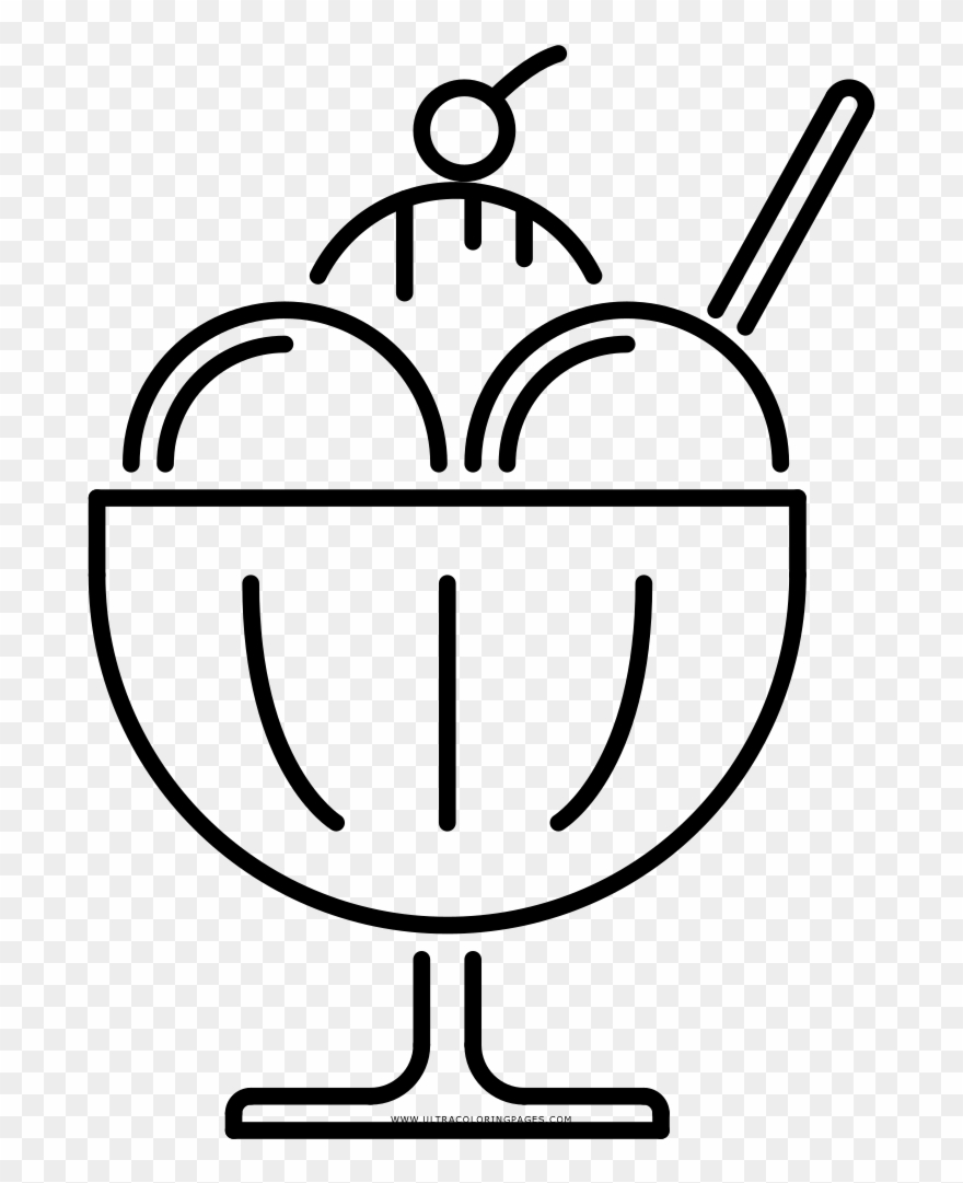 Ice Cream Sundae Coloring Page Clipart