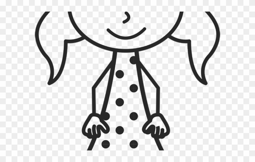 Black Hair Clipart Girl Pigtail - Girl Stick Figure Transparent - Png Download