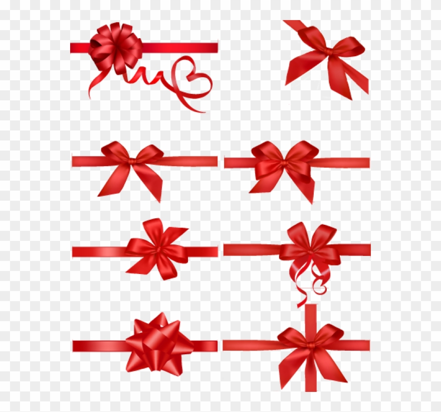 Diferent Types Red Ribbon Free Png Download - Moño Con Liston Para Regalo Clipart