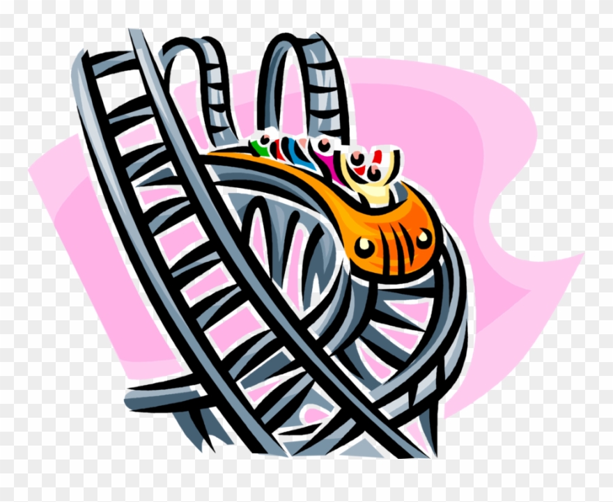 Vector Illustration Of Carnival Or Amusement Park Fairground - Dragon Roller Coaster Clipart - Png Download