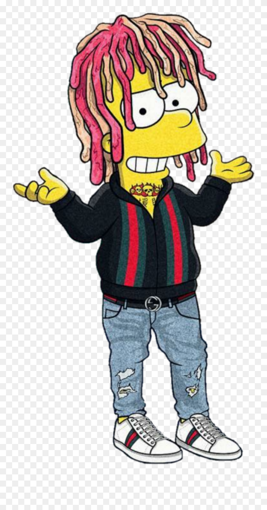 Guccigang Bart Lilpump Supreme Gang Simpsons Gucci - Bart Simpson Lil Pump Clipart