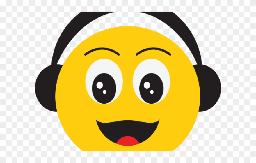 Smiley Clipart Listening - Emoticon Listening To Music Png Transparent Png