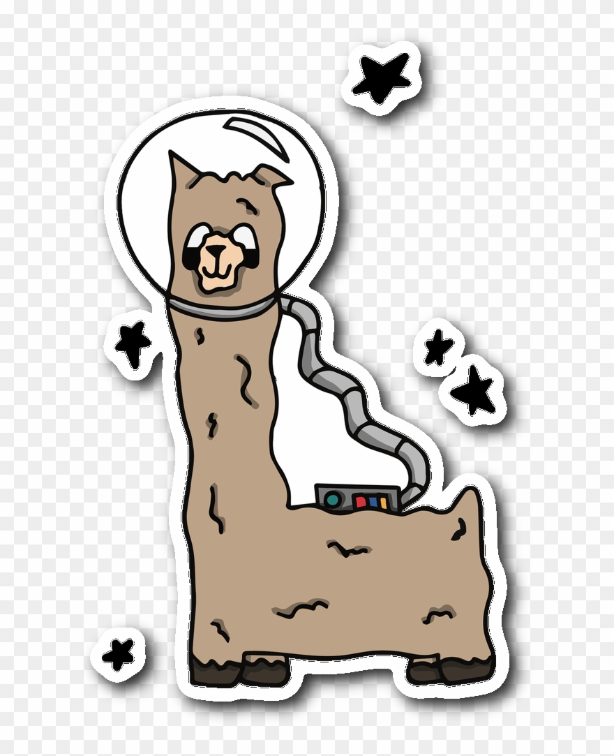 Cosmic Llama Sticker - Cartoon Clipart