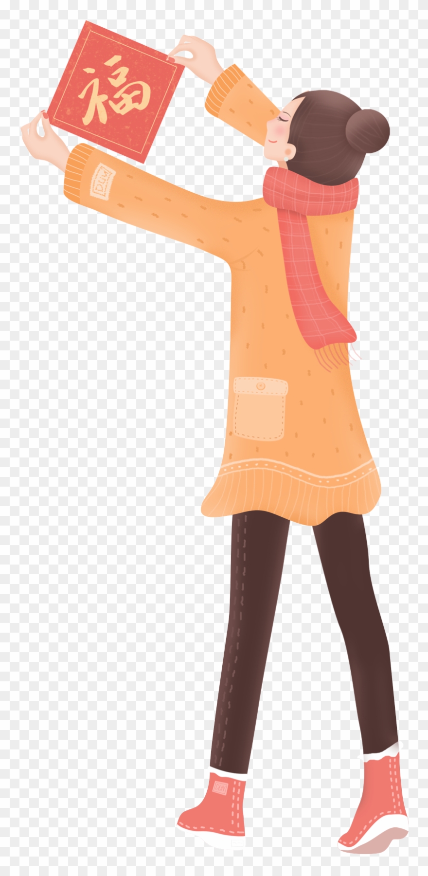 Fresh Hand Painted Festive Girl Png And Psd - Standing Clipart