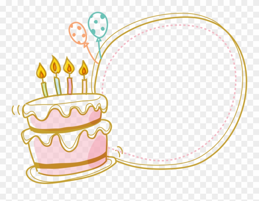 Cake Birthday Border Free Clipart Hq Clipart - Birthday Cake Border - Png Download