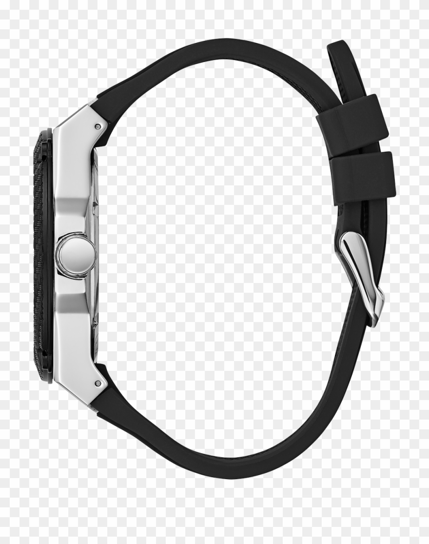 Gents Silver Tone/black Case Black Silicone Watch Large - Tc 1004 03 Clipart