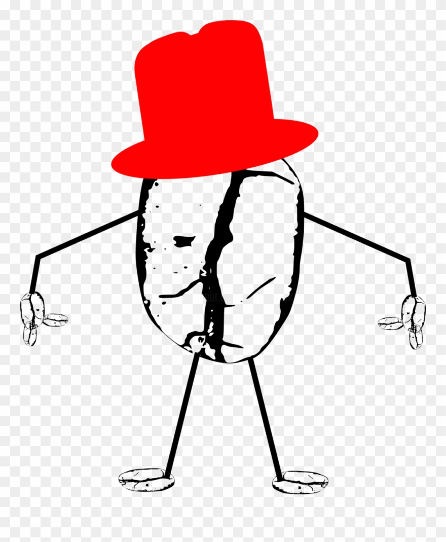 Coffee Bean With Hat Digital Arts - Cartoon Clipart