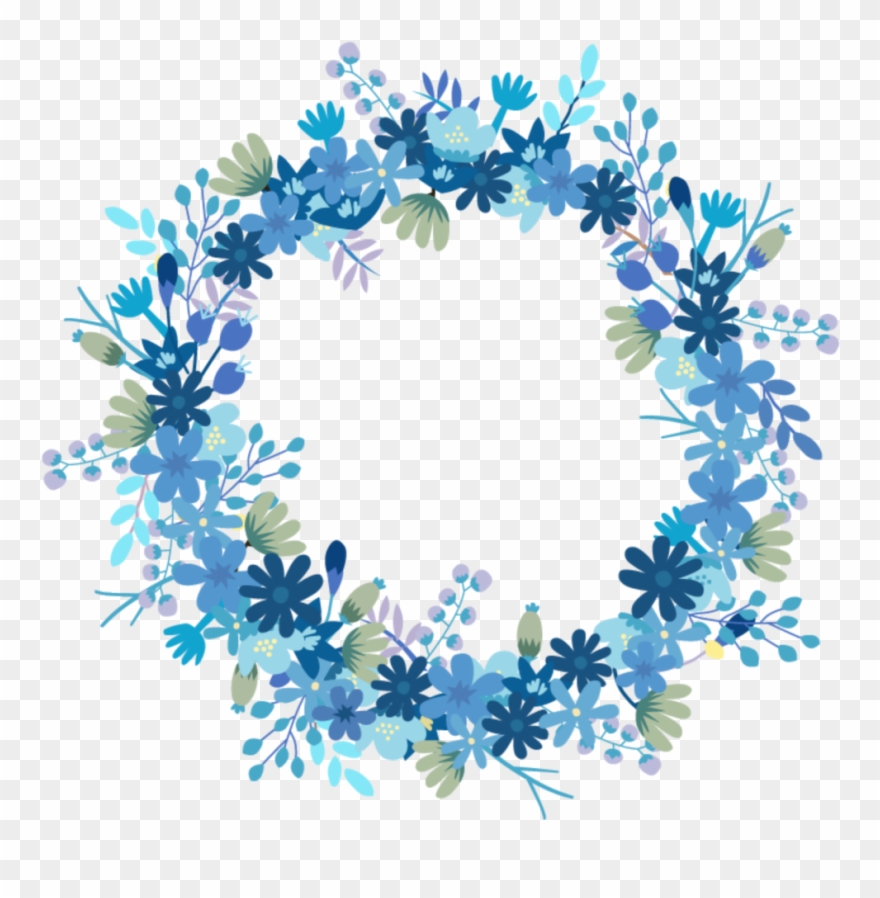 #mq #blue #flowers #flower #garden #nature #circle - Blue Floral Wreath Png Clipart