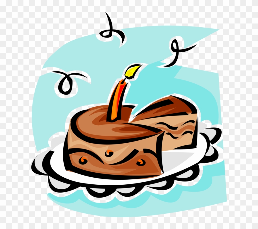 Vector Illustration Of First Birthday Cake With Lit Clipart