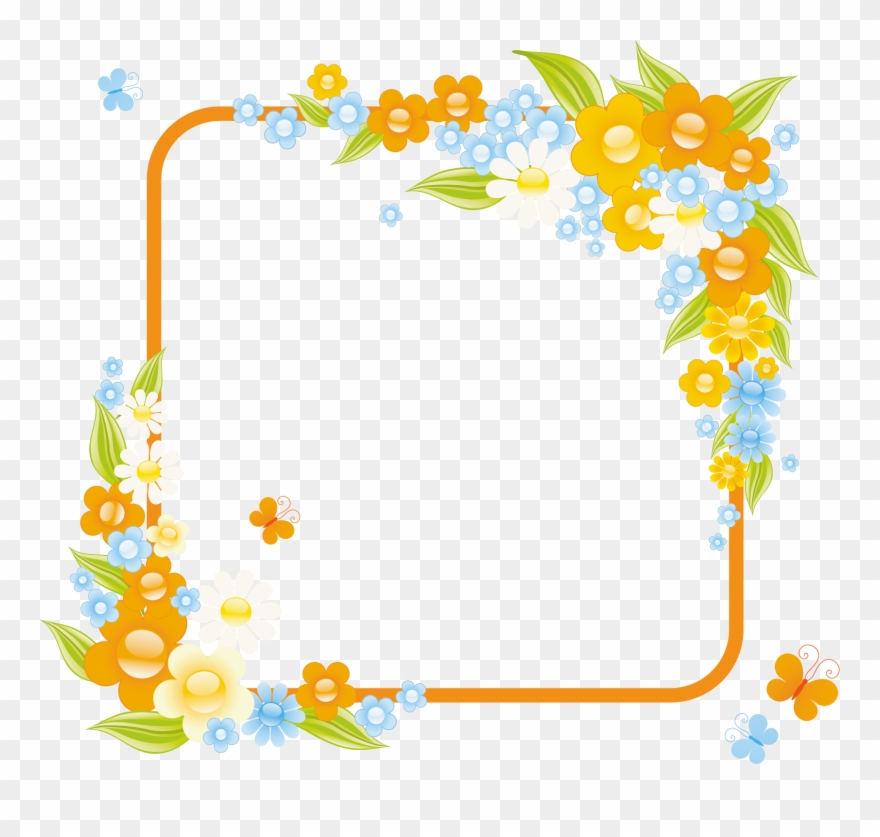 Kort - 可愛い フレーム 花 素材 Clipart