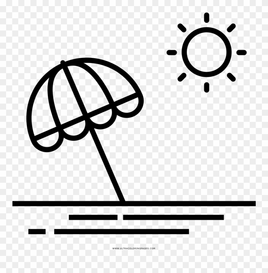 Beach Umbrella Coloring Page - Black And White Globe Vector Clipart