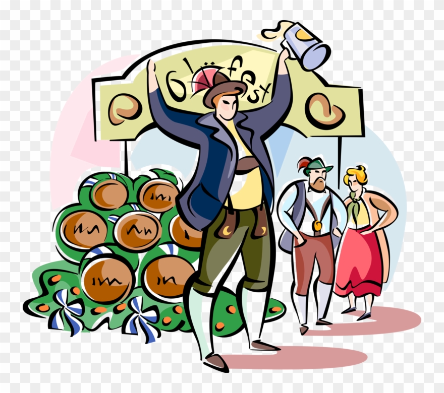 Vector Illustration Of Bavarian Oktoberfest Volksfest - Cartoon Clipart