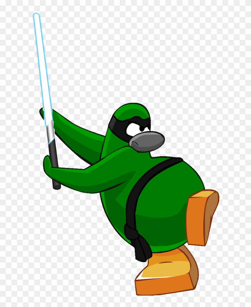 Lightsaber Clip Art - Ninja Penguin Green - Png Download