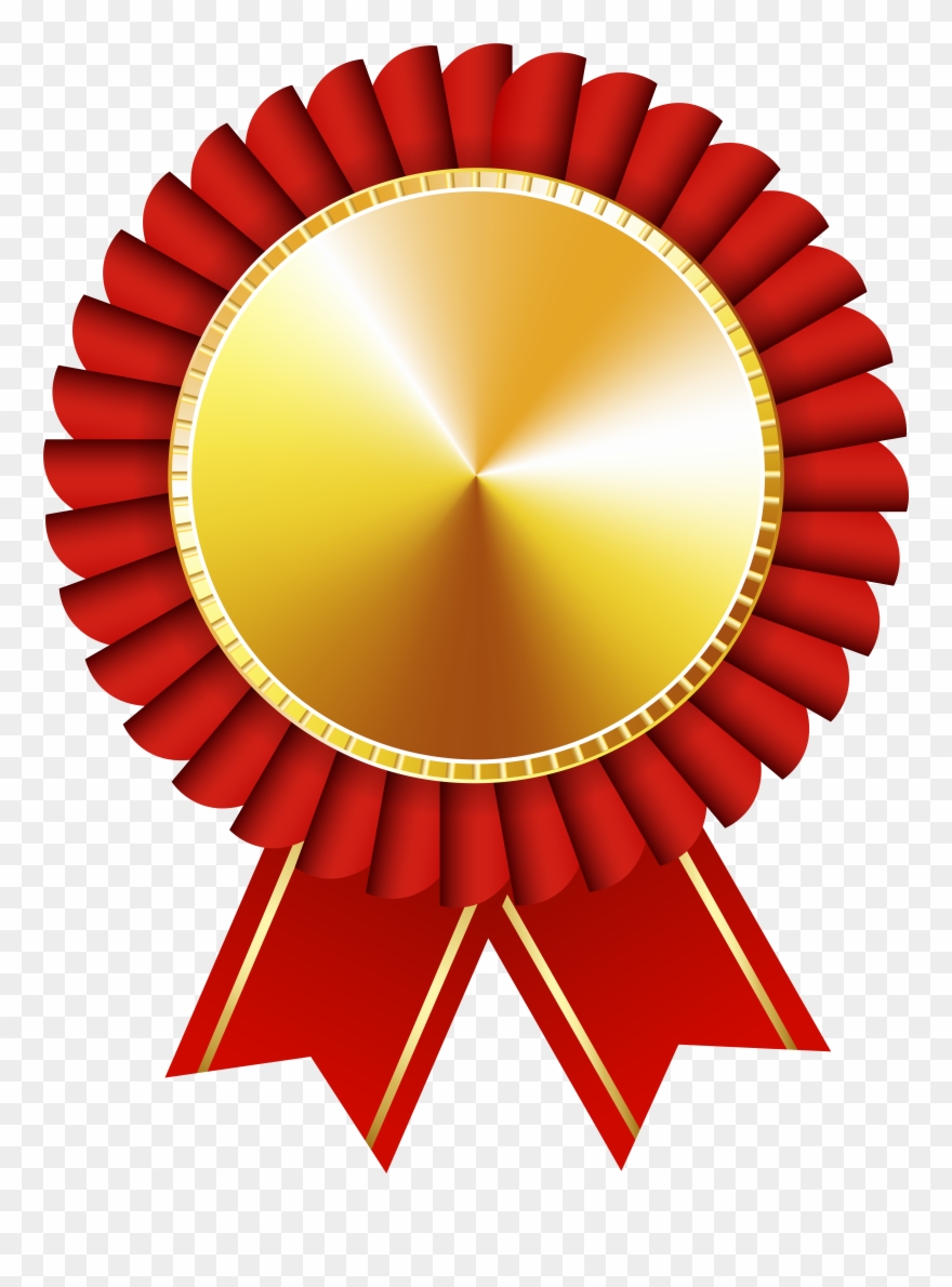 Rosette Ribbon Red Gold Transparent Image Clipart