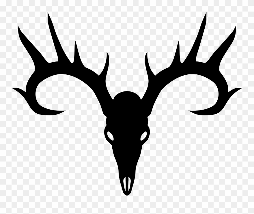 Black Deer Skull Silhouette - Black Deer Skull Clipart