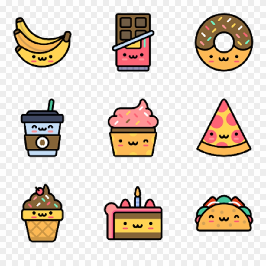 #cute #food #pizza #donut #cake #banana #coffee #coffeecup - Icon Clipart