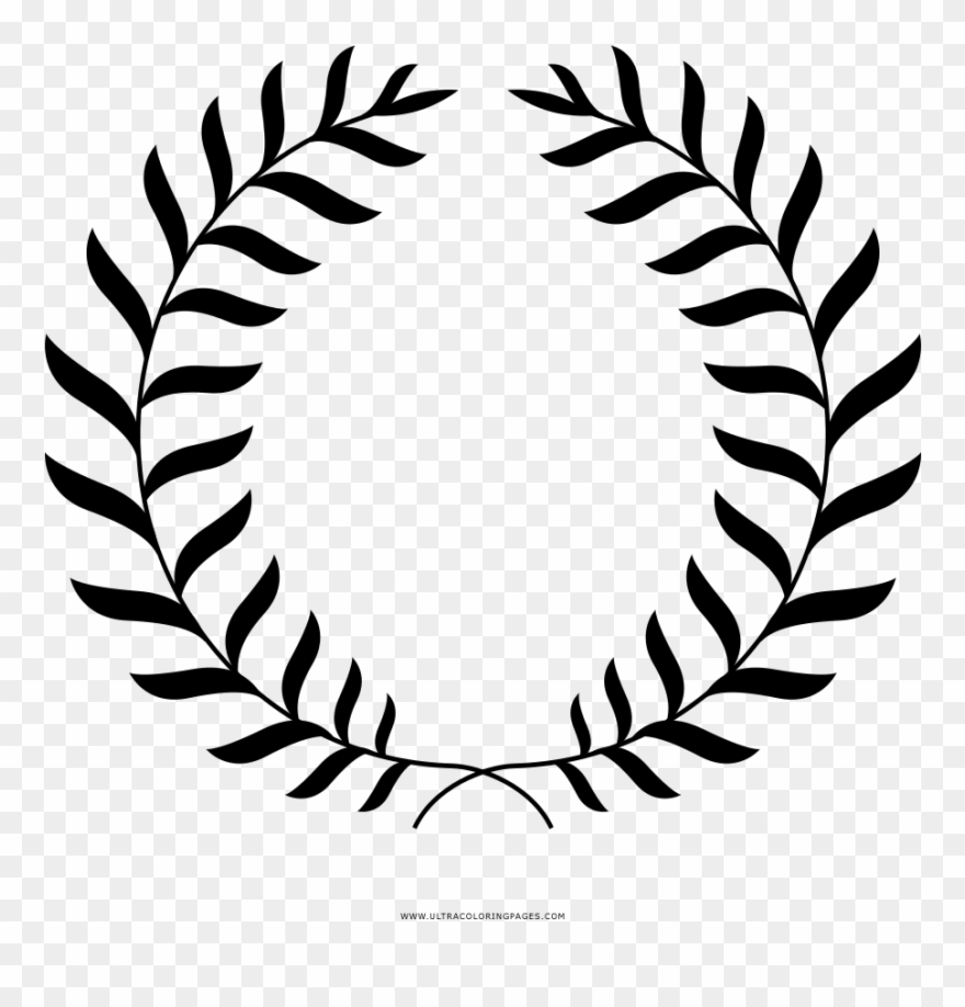 Laurel Wreath Coloring Page - Monogram Leaf Clipart