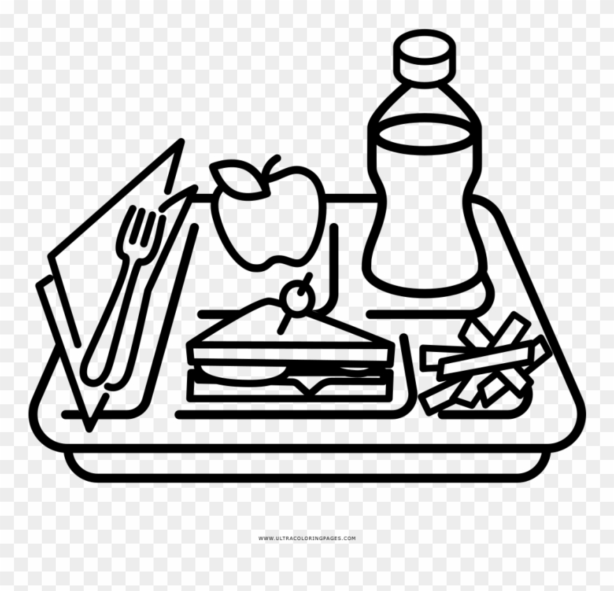 Food Tray Coloring Page Clipart