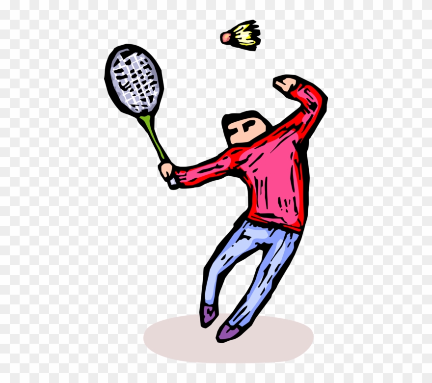 Vector Illustration Of Sport Of Badminton Player Swings Clipart