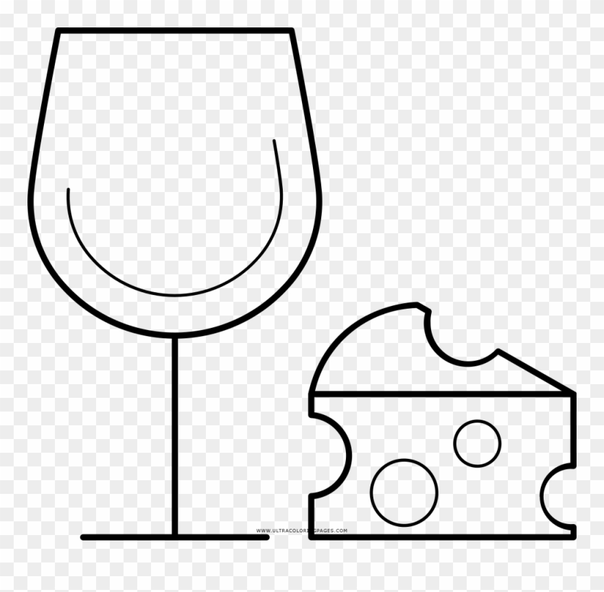 Wine And Cheese Coloring Page - Queso Y Vino Para Colorear Clipart
