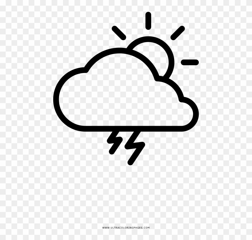 Storm Cloud Coloring Page - Line Art Clipart