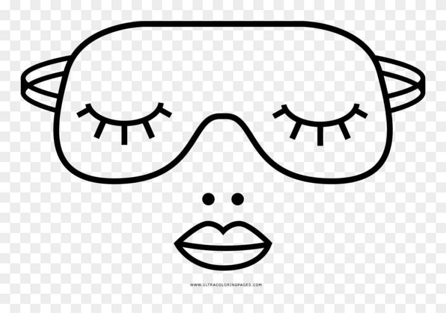 Eye Mask Coloring Page - Line Art Clipart