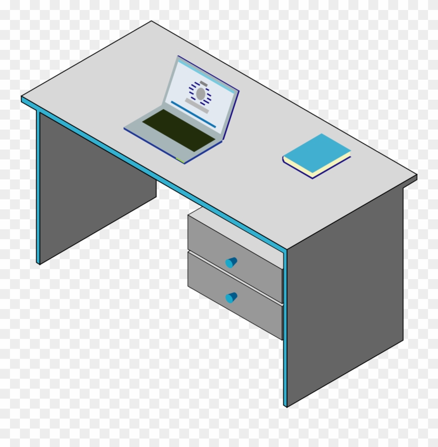 School Table Clip Art - Isometric Furniture Drawing - Png Download