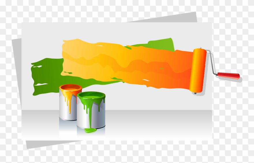 Color Bucket Paint Vector Painting Roller Clipart - Paint Vector - Png Download