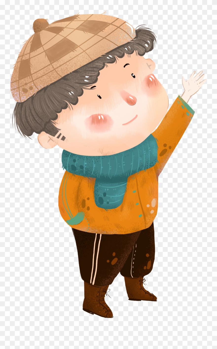 Painted Characters Boy Winter Png And Psd - Cartoon Clipart