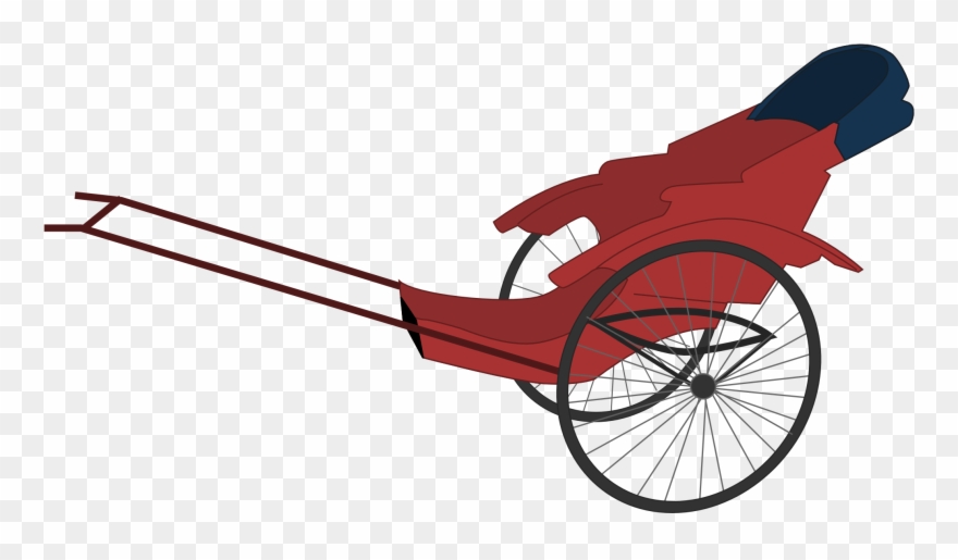Rickshaw Clipart - Pulled Rickshaw - Png Download