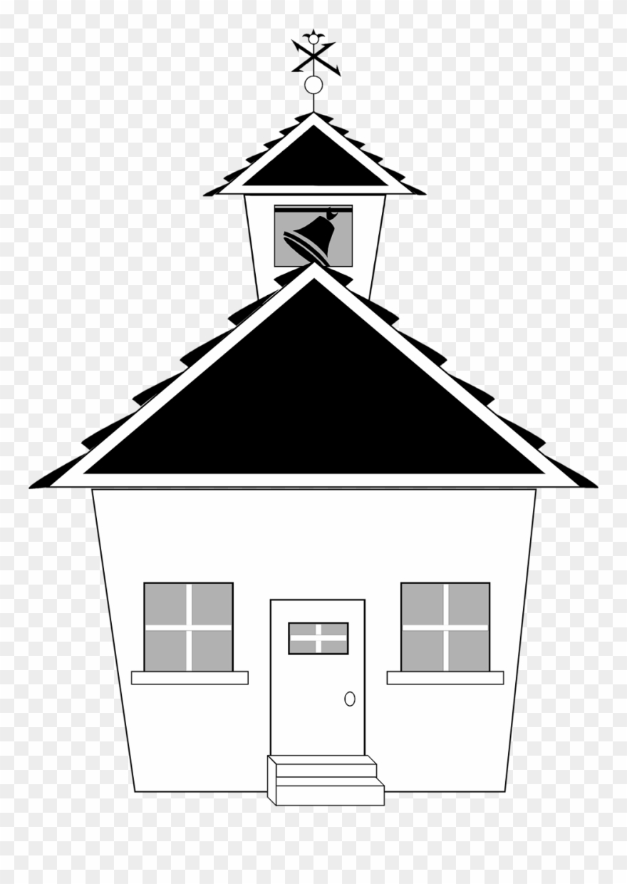 School Building Clip Art Black And White - Black And White School House - Png Download