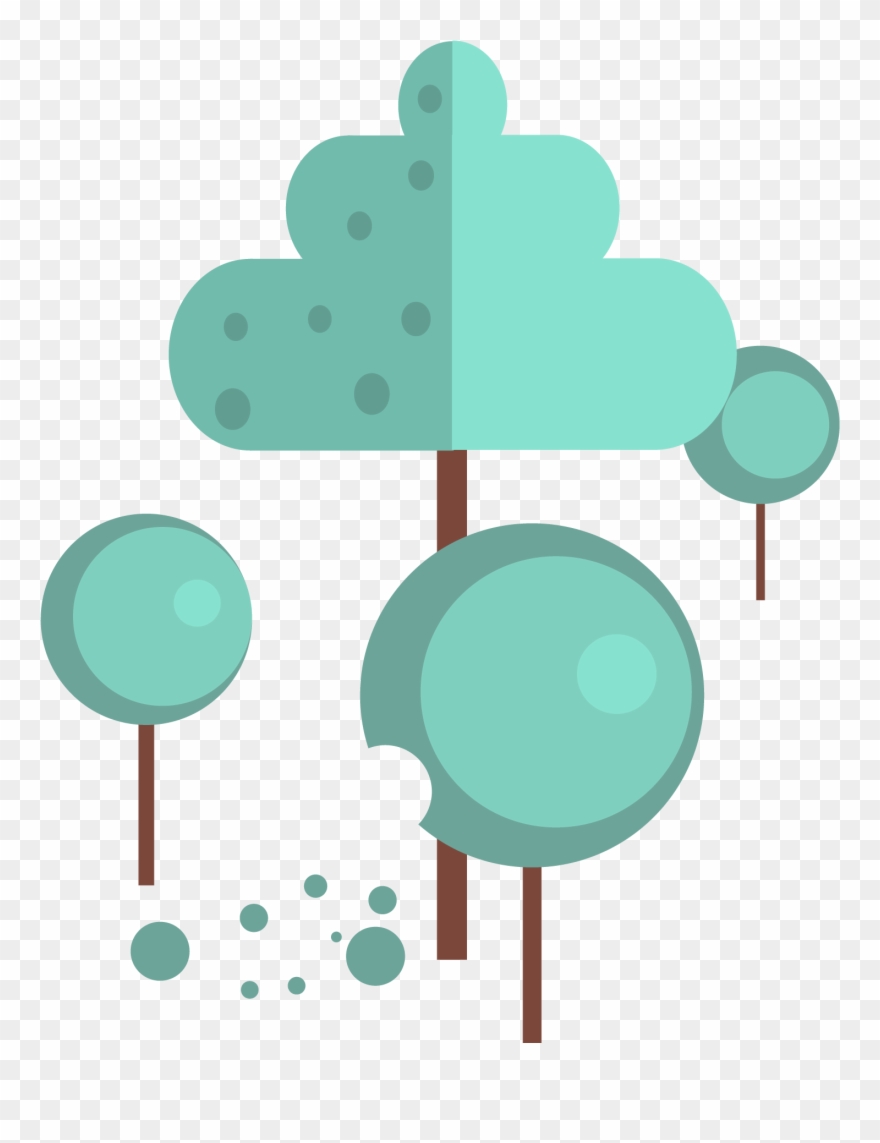 Winter Elements Trees Cold Grey Green Png And Vector - Illustration Clipart