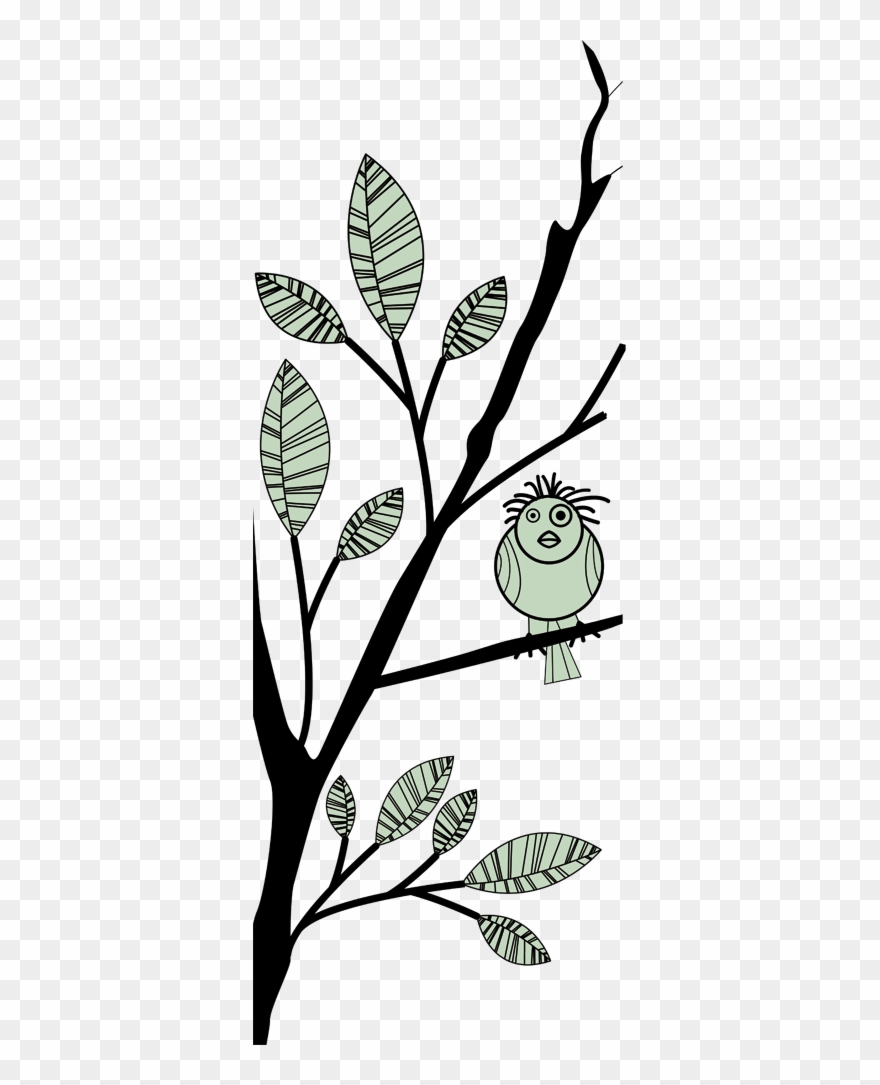 Vogel Auf Zweig Aufkleber Clipart