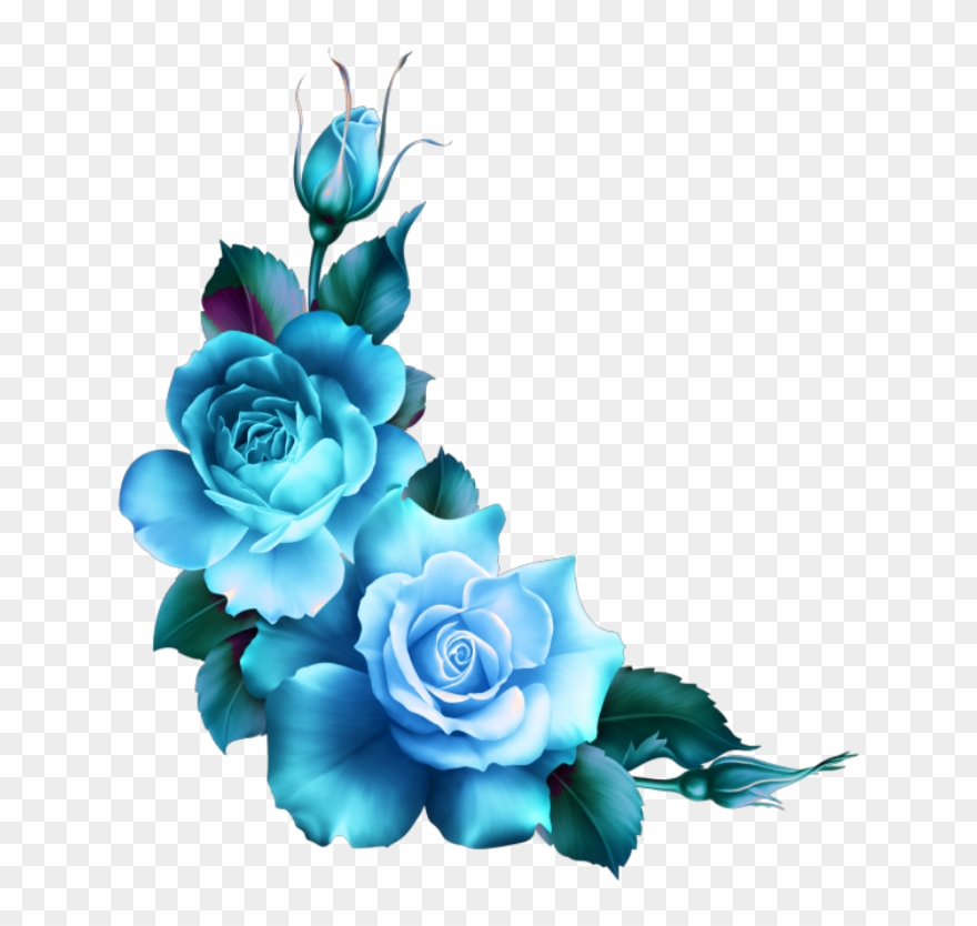 Mq Blue Roses Flowers Flower Rose Border Borders - Blue Roses Border Png Clipart