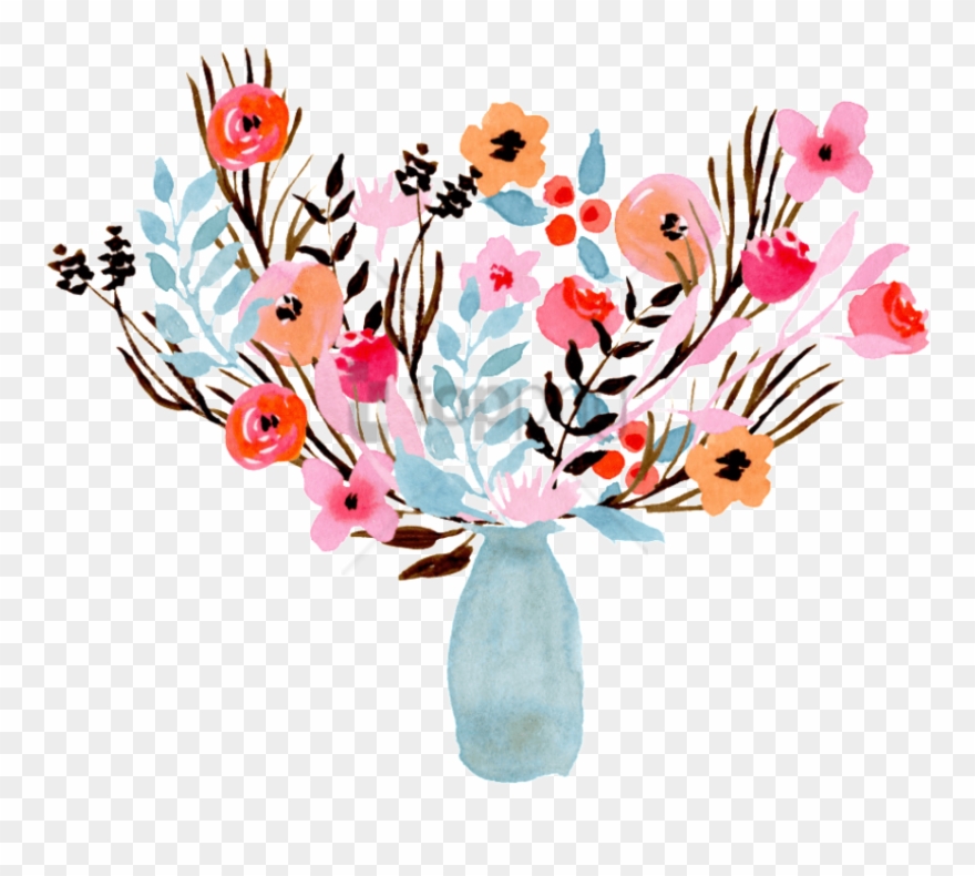Free Png Download Flower Vase Water Colour Png Images - Flower Vase Watercolor Png Clipart