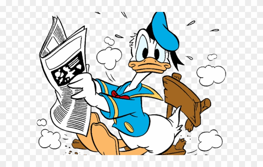 Donald Duck Clipart Reading - Donald Duck Reading Newspaper - Png Download