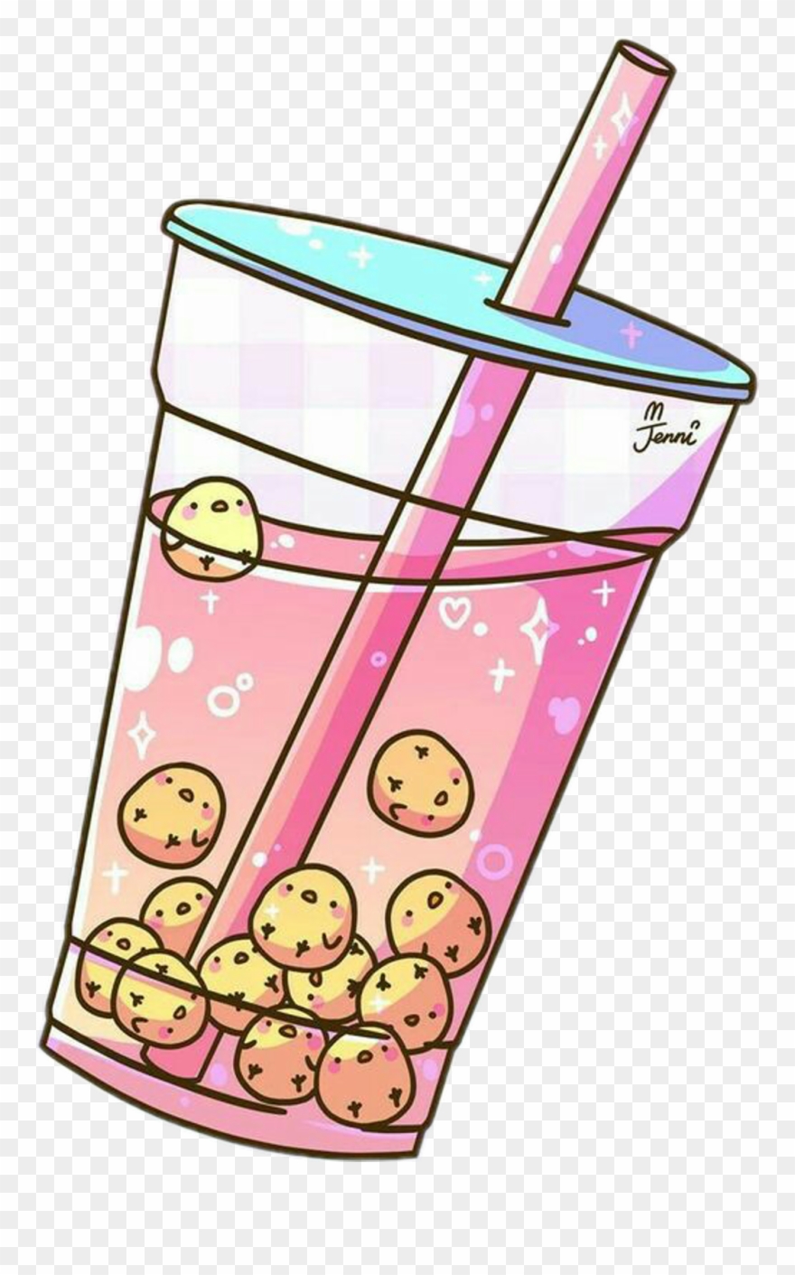 #foodie #bubbletea #tea #pastelcolors #girly #drinkstickers - Aesthetic Bubble Tea Sticker Clipart