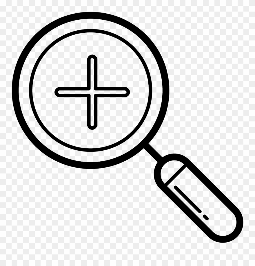 The Icon Is A Magnifying Class With A Cross, Or Plus - Circle Clipart