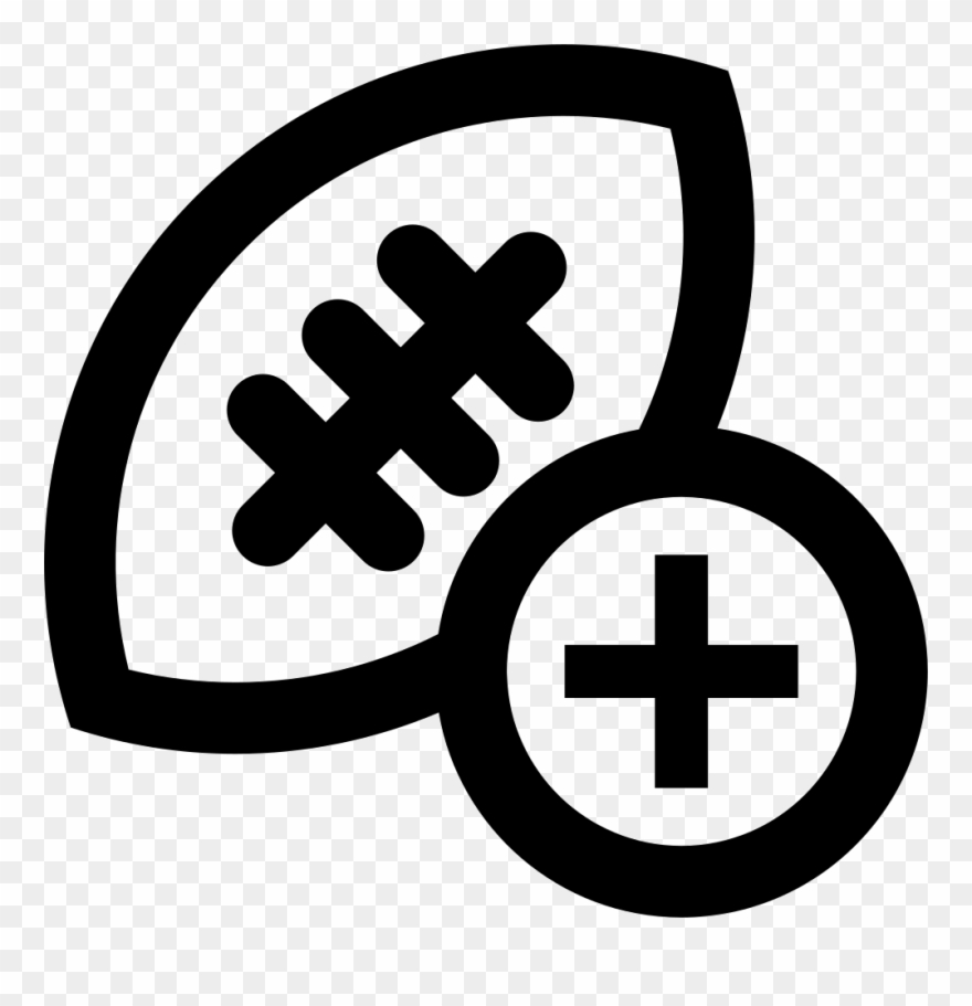 Rugby Ball With Plus Sign For Add Button Comments Clipart