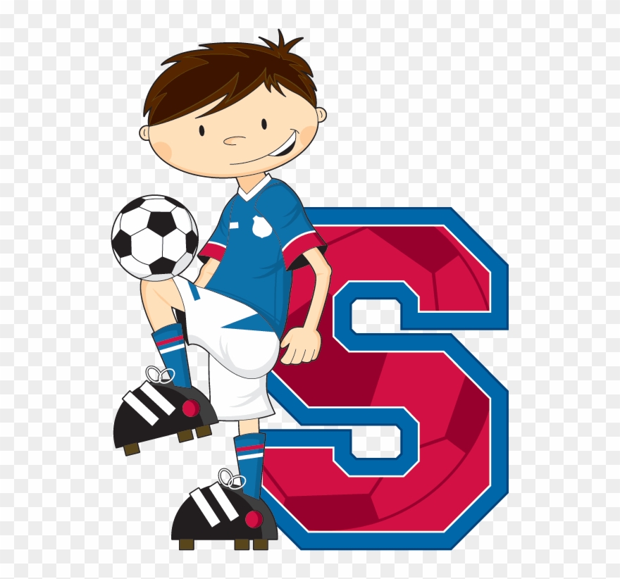 Soccer Football Boy Learning Letter S - Football Clipart