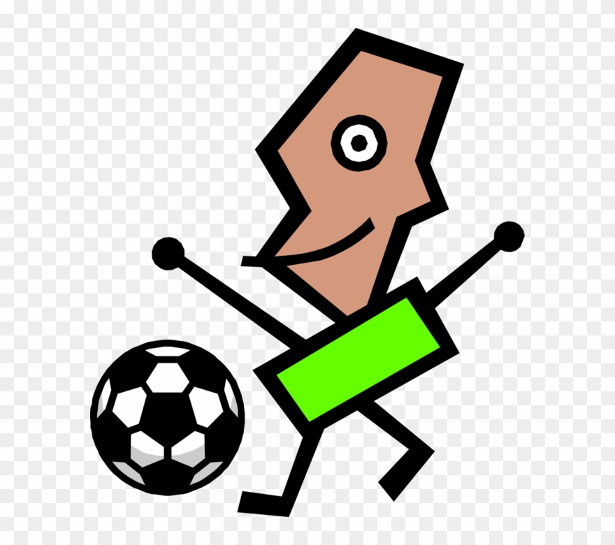 Vector Illustration Of Modern Art Kid Plays Soccer - Youth Soccer Club Logo Clipart